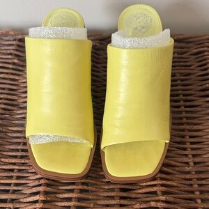 Vince Camuto celery green Leather Mules